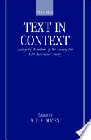 Text in context : essays by members of the Society for Old Testament Study