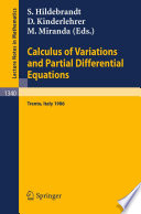 Calculus of Variations and Partial Differential Equations Proceedings of a Conference, held in Trento, Italy, June 16-21, 1986