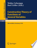 Constructive Theory of Functions of Several Variables Proceedings of a Conference Held at Oberwolfach, April 25 - May 1, 1976