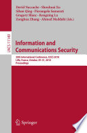 Information and Communications Security 20th International Conference, ICICS 2018, Lille, France, October 29-31, 2018, Proceedings