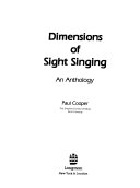 Dimensions of sight singing : an anthology