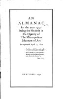 An almanac for the year 1930, the sixtieth in the history of the Metropolitan Museum of Art.