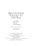 Brandywine Valley to the Bay : art from  private collections, October 3 through November 3, 1991, University Gallery, University of Delaware