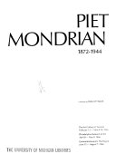 Piet Mondrian, 1872-1944; catalogue,