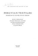 Peruvian textiles: examples of the pre-Incaic period; with a chronology of early Peruvian cultures