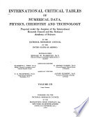 International critical tables of numerical data, physics, chemistry and technology,