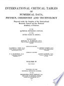 International critical tables of numerical data, physics, chemistry and technology. Index, volumes I-VII