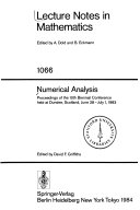 Numerical analysis : proceedings of the 10th Dundee biennial conference held at the University of Dundee, Scotland, June 28-July 1, 1983