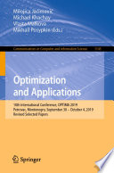 Optimization and applications : 10th International Conference, OPTIMA 2019, Petrovac, Montenegro, September 30-October 4, 2019, Revised selected papers