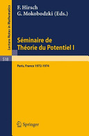 Séminaire de théorie du potentiel, Paris 1972-1974