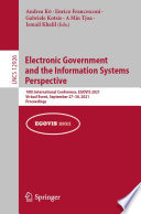 Electronic government and the information systems perspective : 10th international conference, EGOVIS 2021 virtual event, September 27-30, 2021 : proceedings