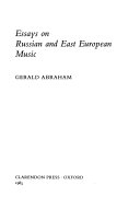 Essays on Russian and east European music