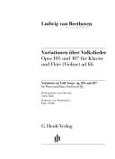 Variationen über Volkslieder : opus 105 und 107, für Klavier und Flöte (Violine) ad lib = Variations on folk songs : op. 105 and 107, for piano and flute (violin) ad lib.