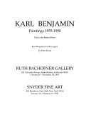 Karl Benjamin : paintings, 1955-1990 : [exhibition] Ruth Bachofner Gallery, Santa Monica, California, October 24 - November 30, 1991, Snyder Fine Art, New York, January 14 - February 15, 1992