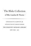 The Blake collection of Mrs. Landon K. Thorne.