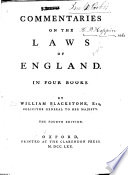 Commentaries on the laws of England : in four books