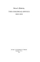 The Colonial Office, 1868-1892