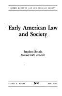 Early American law and society