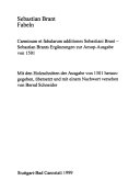 Fabeln : Carminum et fabularum additiones Sebastiani Brant = Sebastian Brants Ergänzungen zur Aesop-Ausgabe von 1501 ; mit den Holzschnitten der Ausgabe von 1501