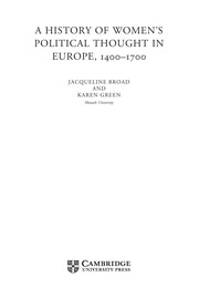A history of women's political thought in Europe, 1400-1700 /