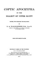 Coptic apocrypha in the dialect of Upper Egypt