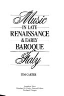 Music in late Renaissance & early baroque Italy