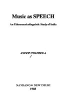 Music as speech : an ethnomusicolinguistic study of India