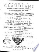 Claudii Claudiani opera, quae exstant, omnia, ad membranarum veterum fidem castigata