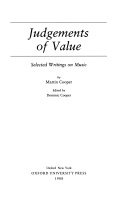 Judgements of value : selected writings on music