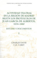 Actividad teatral en la región de Madrid según los protocolos de Juan García de Albertos, 1634-1660 : estudio y documentos