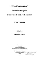 "The kushmaker" and other essays on folk speech and folk humor