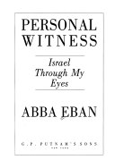 Personal witness : Israel through my eyes