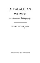 Appalachian women : an annotated bibliography