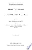 Selected essays of Henry Fielding;