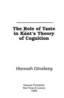 The role of taste in Kant's theory of cognition