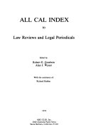 All Cal index to law reviews and legal periodicals