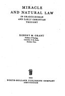 Miracle and natural law in Graeco-Roman and early Christian thought.