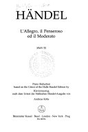 L'Allegro, il Penseroso ed il Moderato : HWV 55