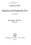 Missa brevis Sti. Joannis de Deo : Kleine Orgelmesse