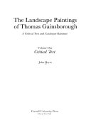 The landscape paintings of Thomas Gainsborough : a critical text and catalogue raisonné