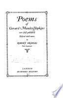 Poems of Gerard Manley Hopkins now first published;