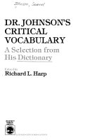 Dr. Johnson's critical vocabulary : a selection from his dictionary