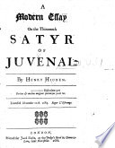 A modern essay on the thirteenth satyr of Juvenal