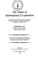 The limits of international co-operation : twentieth Wincott Memorial Lecture delivered at the Royal Institution of Chartered Surveyors, Thursday, 19 October 1989
