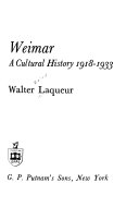 Weimar : a cultural history, 1918-1933