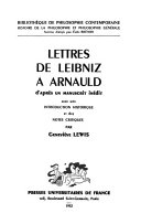 Lettres de Leibniz à Arnauld d'après un manuscrit inédit