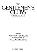 The gentlemen's clubs of London /