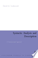 Syntactic analysis and description : a constructional approach