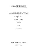 Madrigali spirituali a cinque voci, libro primo : (1584)