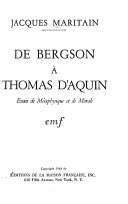 De Bergson à Thomas d'Aquin, essais de métaphysique et de morale.